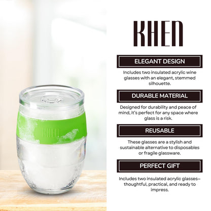 Stemless Acrylic Wine Glasses Set Of Two Green