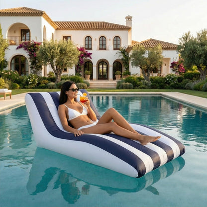 the Mediterranean Stripe Inflatable Pool Lounger