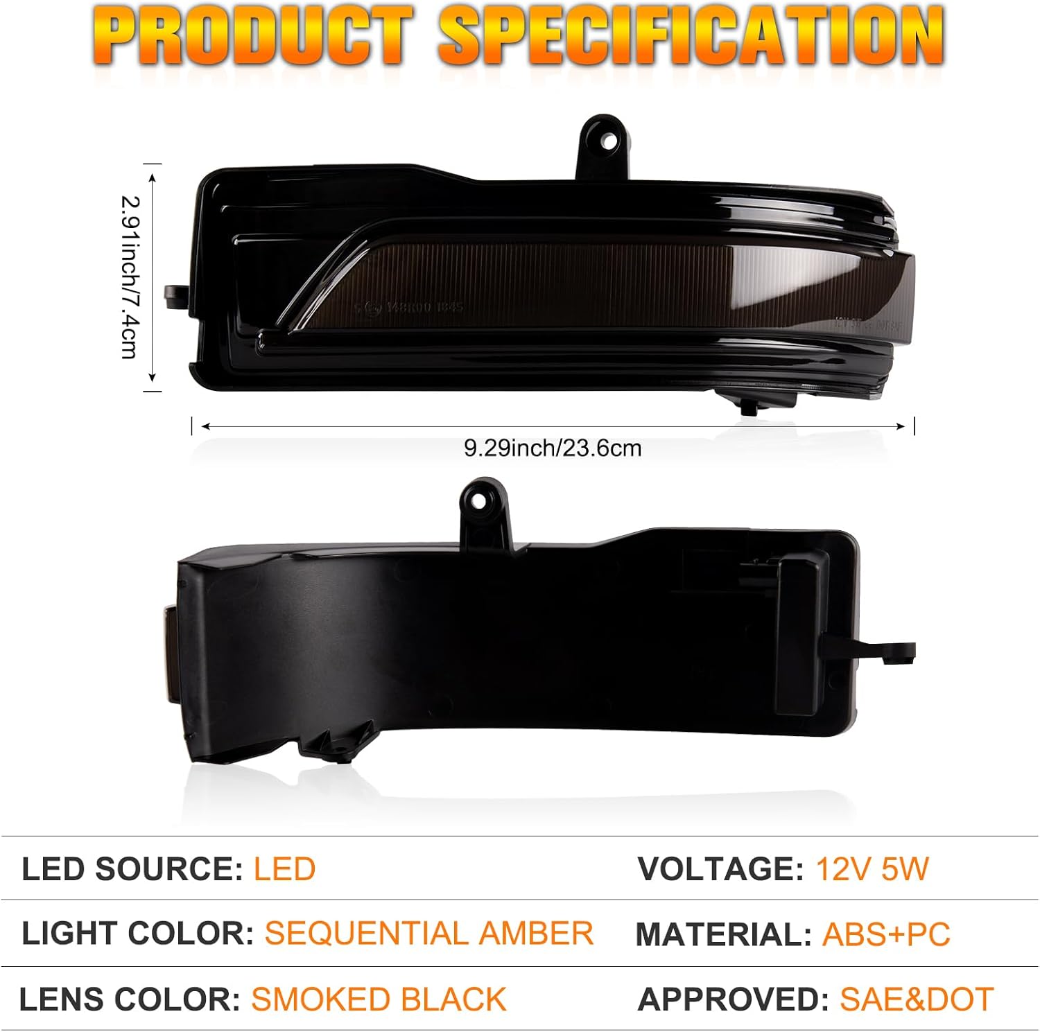 AutoLEDTech Ram 1500 & TRX clear smoked amber scanning LED mirror light pair on Tampa Home & Garden Store