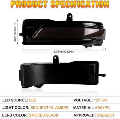 AutoLEDTech Ram 1500 & TRX clear smoked amber scanning LED mirror light pair on Tampa Home & Garden Store
