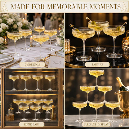 Como Ribbed Champagne Coupe Glassware Set of 12