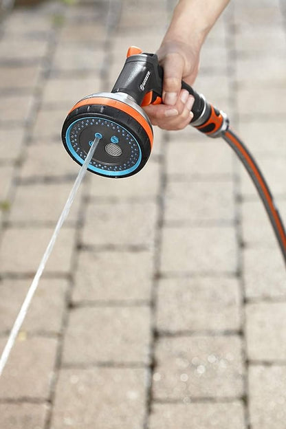 Gardena Premium Multi Sprayer nozzle with five spray patterns, orange/black grip on Tampa Home & Garden Store