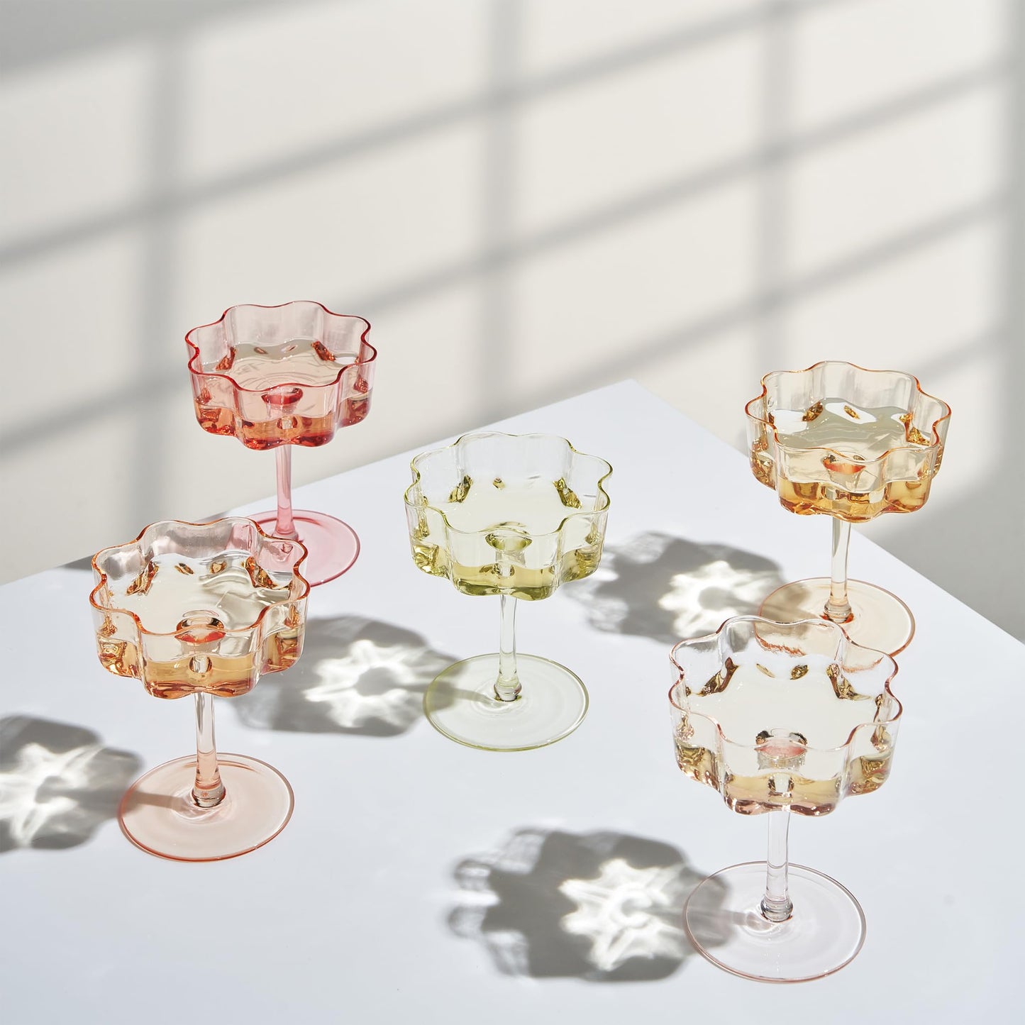 Flower Wave Coupe Cocktail Glasses Set of 5