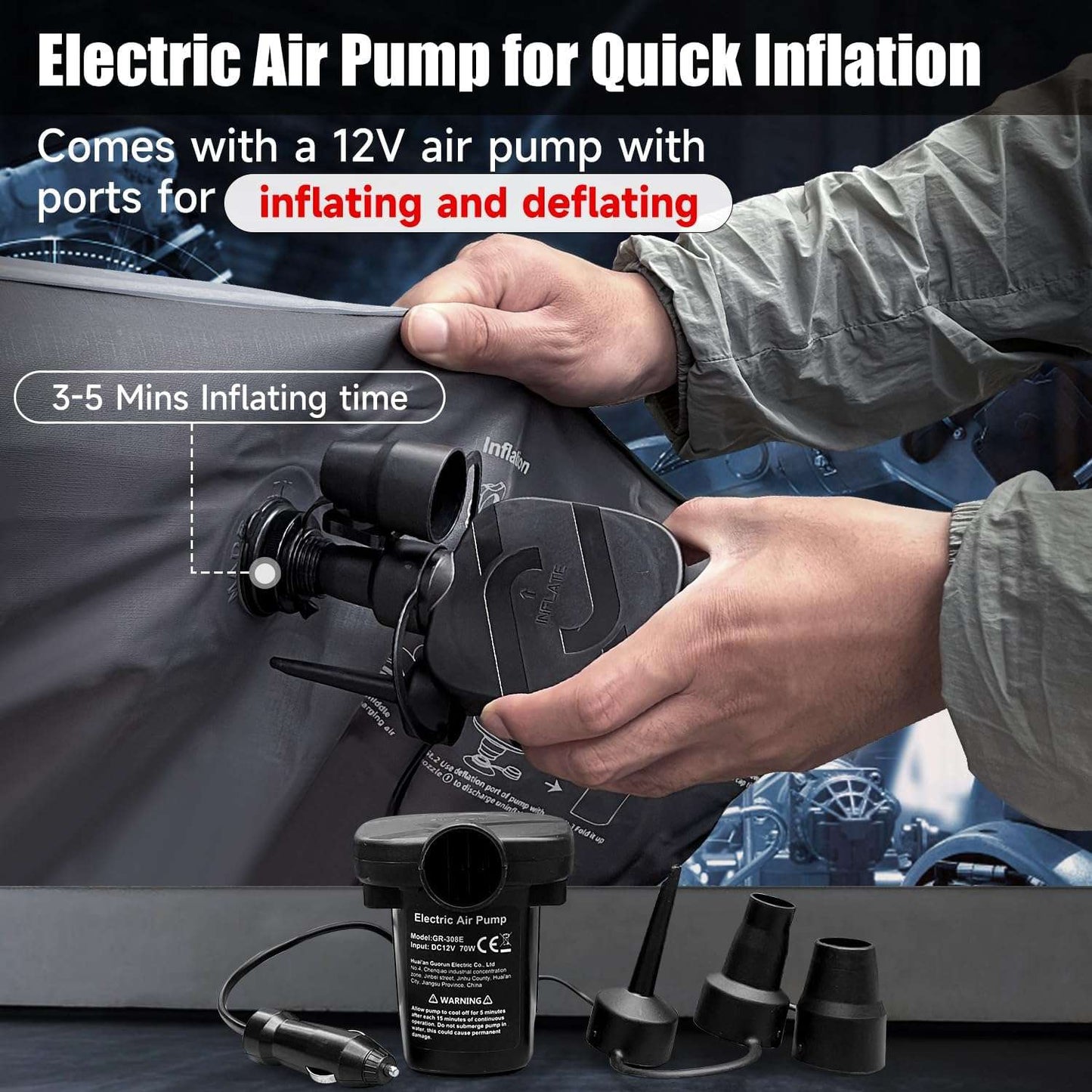 Backseat air mattress for SUV/Car, grey, 35.4'' width, 12V pump by Dikasun Outdoor on Tampa Home & Garden Store