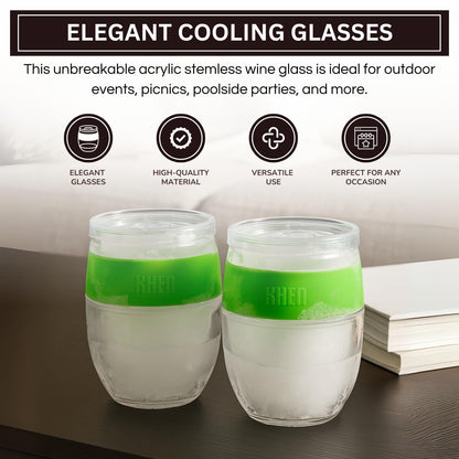 Stemless Acrylic Wine Glasses Set Of Two Green