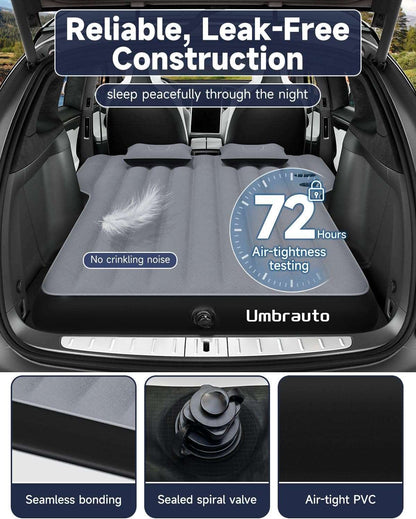 Umbrauto SUV air mattress gray for Tesla Y car camping, seamless bonding, sealed spiral valve on Tampa Home & Garden Store