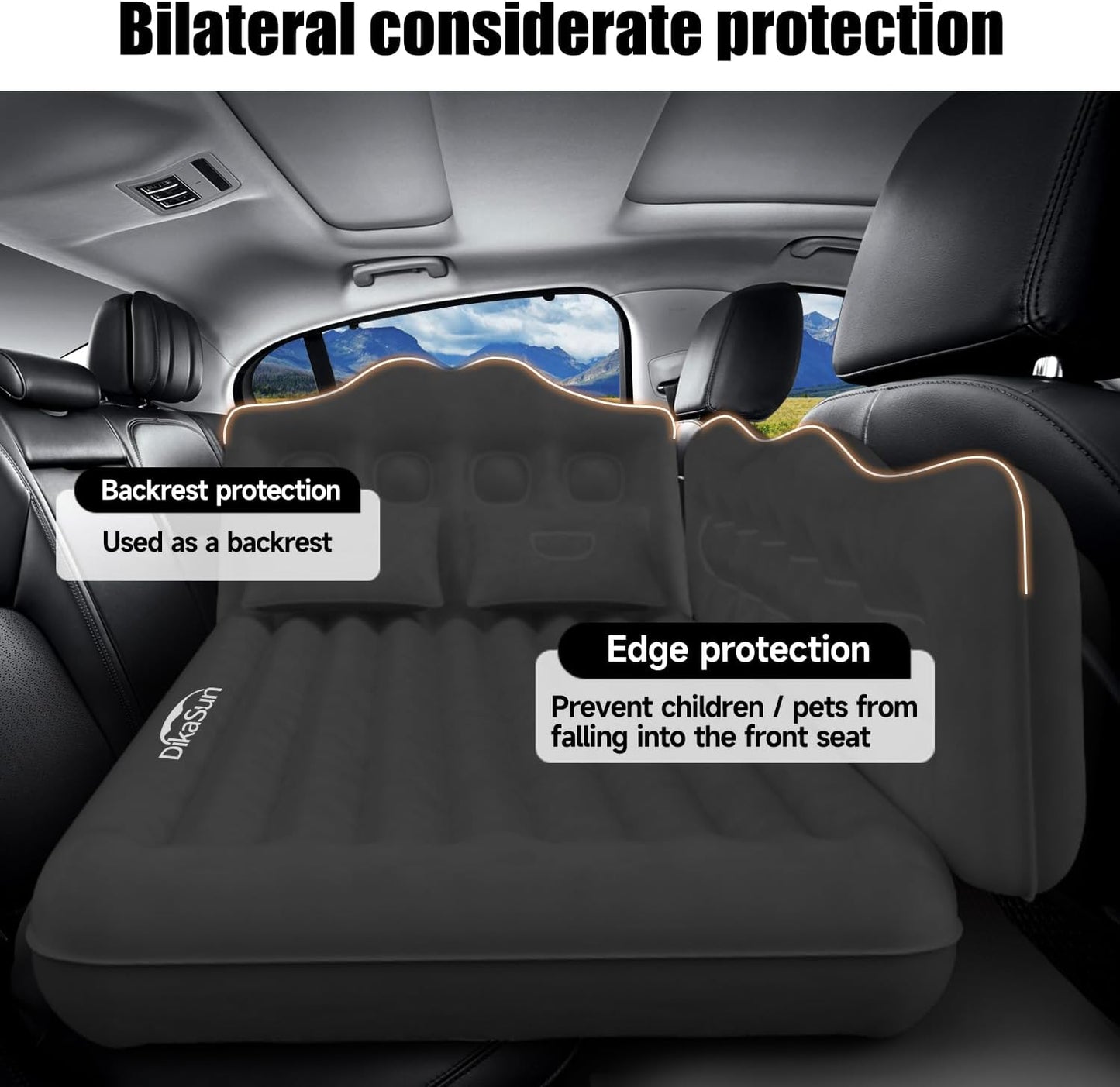 Backseat air mattress for SUV by Dikasun Outdoor, inflatable, 35.4in wide, black on Tampa Home & Garden Store
