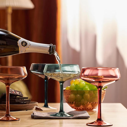 Set of Four Soft Modern Acrylic Coupe Glasses