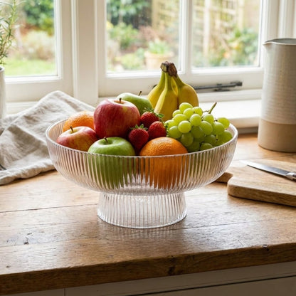 Fluted Clear Glass Bowl For Fruit and Sweets