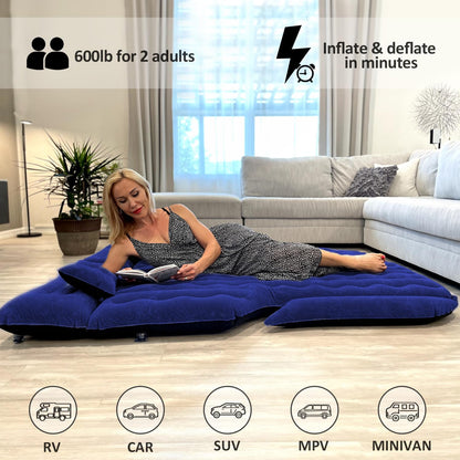 Umbrauto SUV Air Mattress 1.0 Navy, car camping setup on navy blue living room mattress on Tampa Home & Garden Store