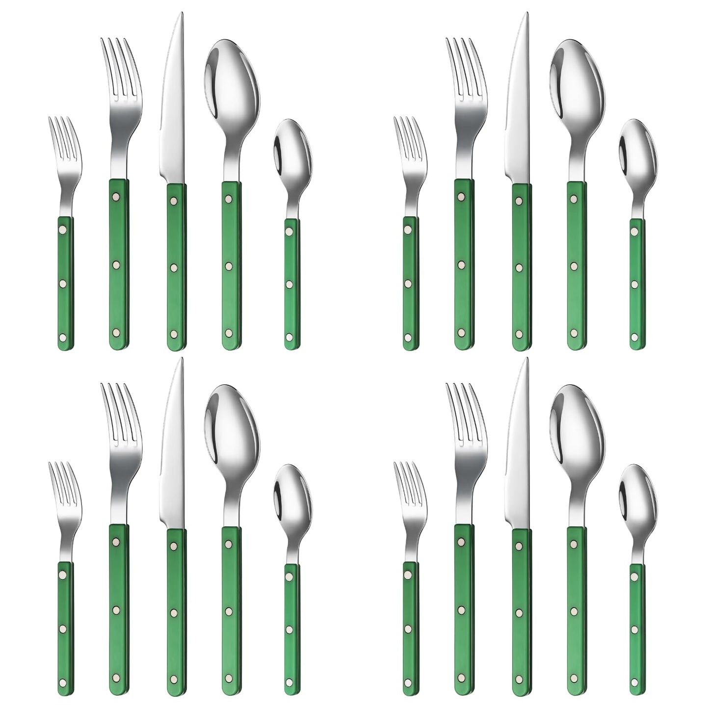 Green Stainless Steel Flatware Set of 20 Pieces