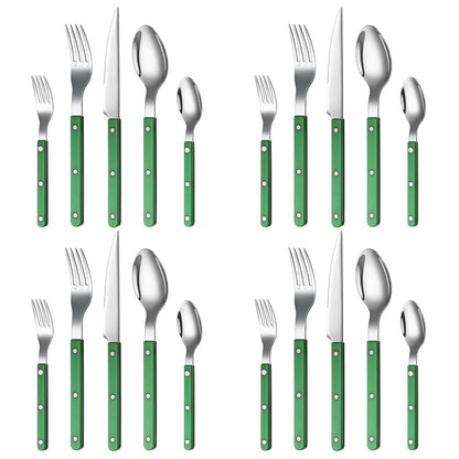 Green Stainless Steel Flatware Set of 20 Pieces