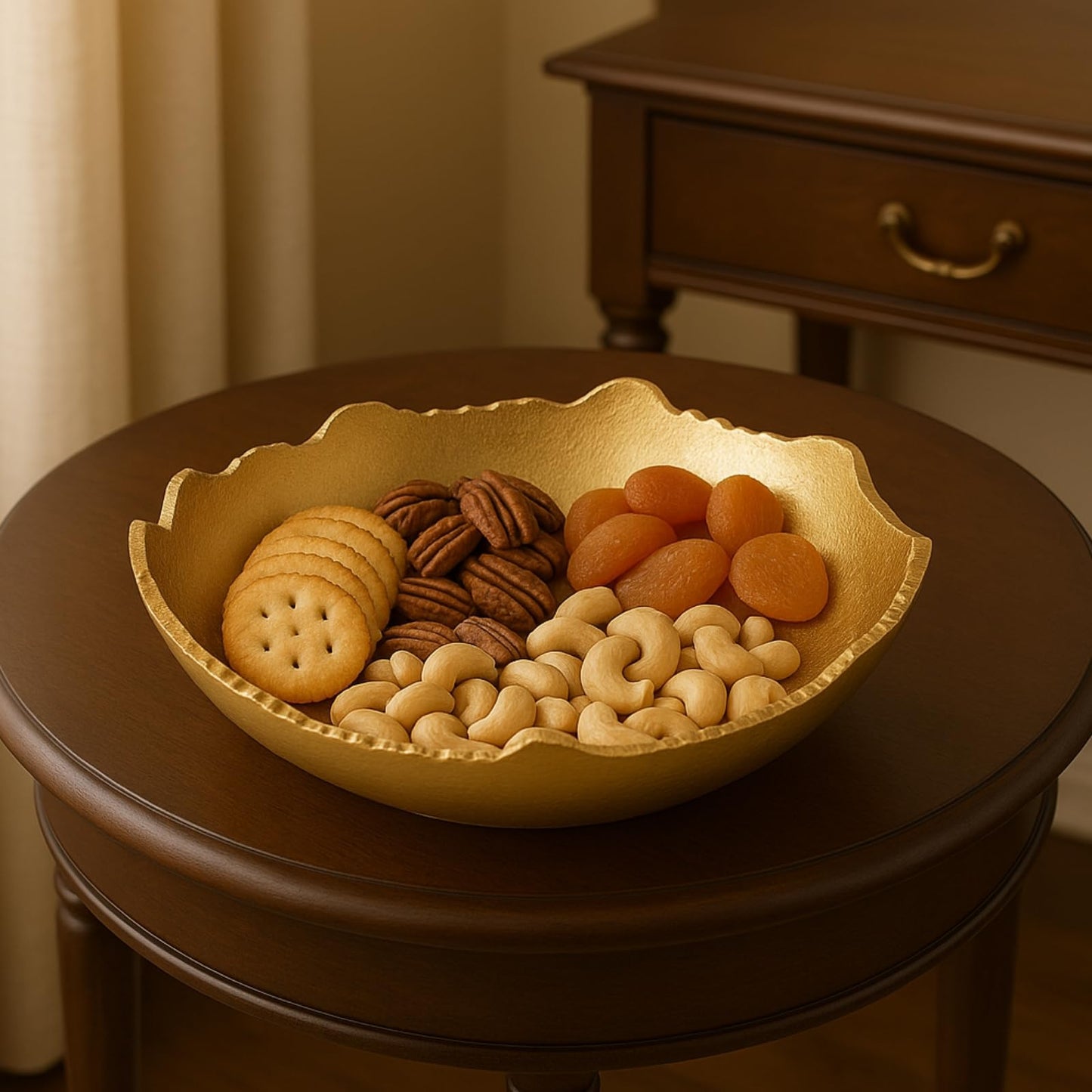 Gold Brass Half Moon Decorative Centerpiece Bowl