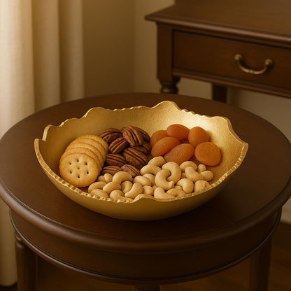 Gold Brass Half Moon Decorative Centerpiece Bowl