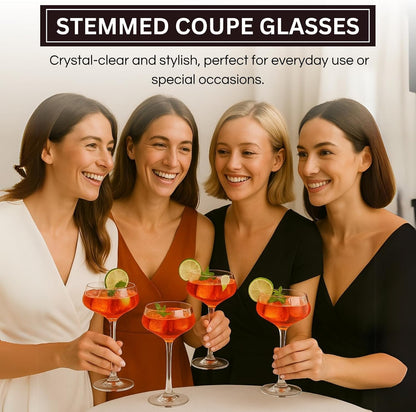 Set of 4 Clear Acrylic Coupe Cocktail Glasses