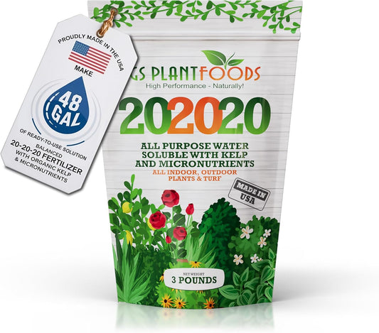 GS Plant Foods 20-20-20 All Purpose Fertilizer with Kelp, water-soluble plant food 3 lb bag on Tampa Home & Garden Store
