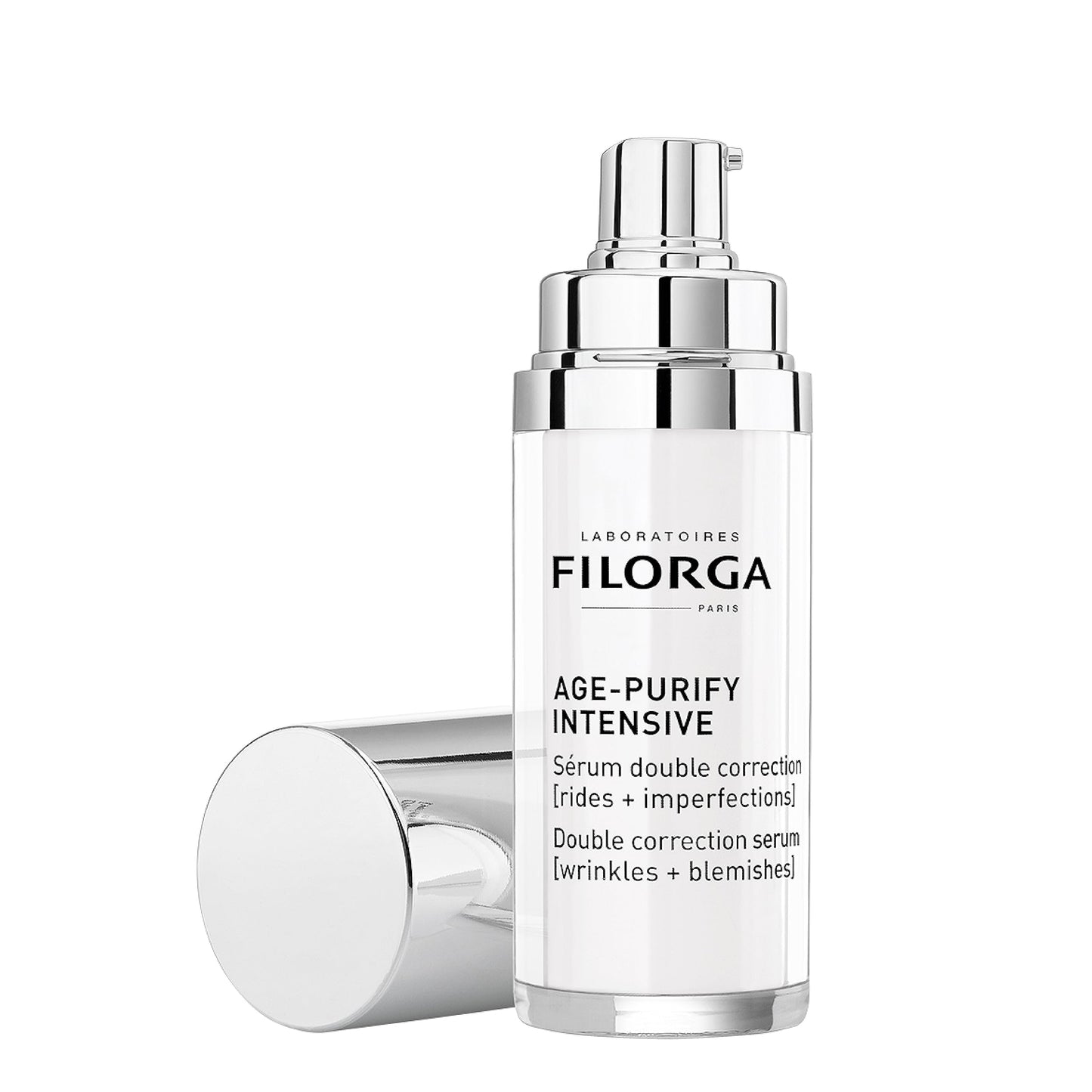 Face serum Filorga Age-Purify Intensive bottle with silver cap on Tampa Home & Garden Store