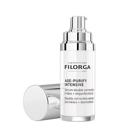 Face serum Filorga Age-Purify Intensive bottle with silver cap on Tampa Home & Garden Store