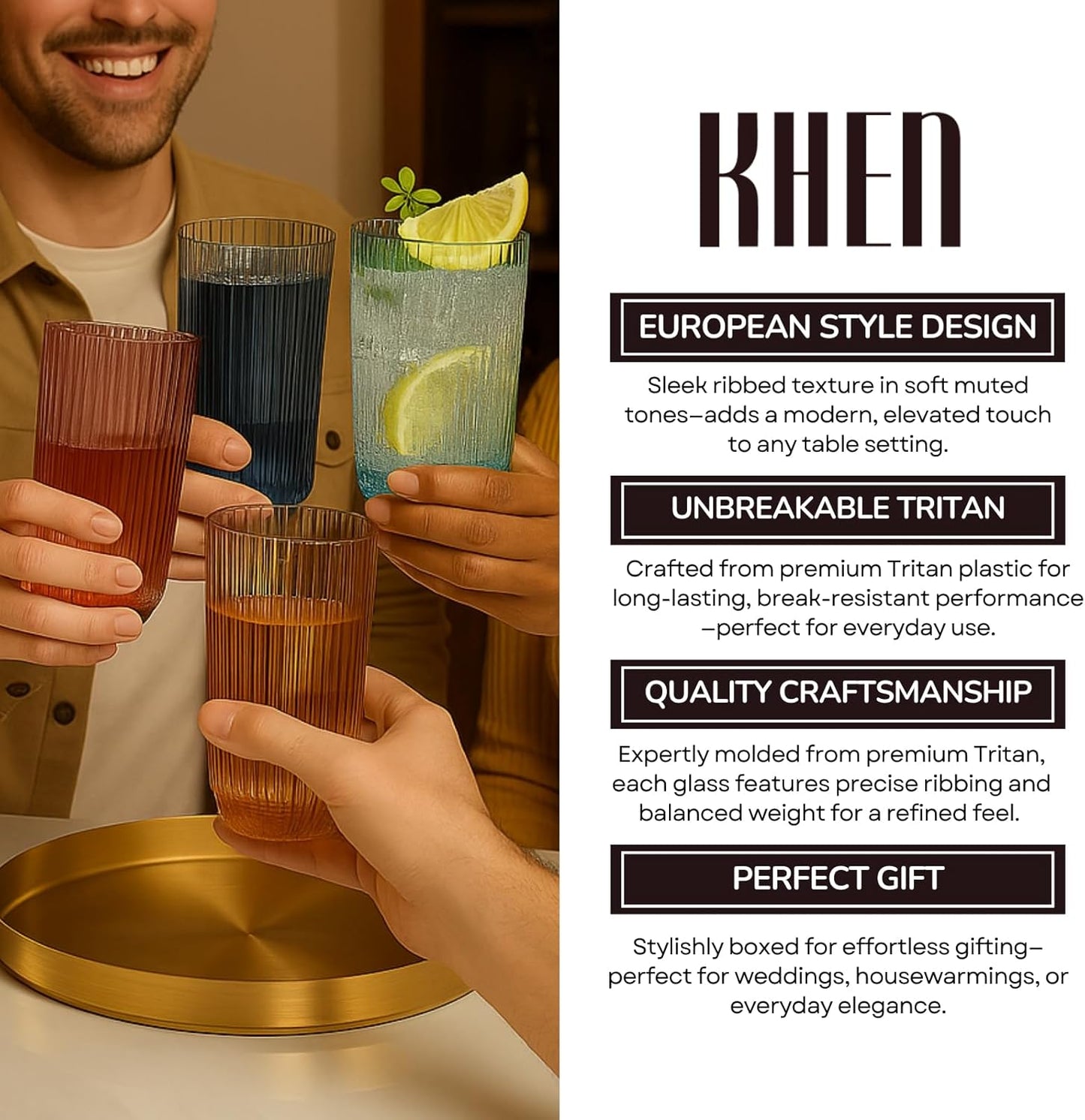 Durable And Shatterproof Ribbed Drinking Glasses