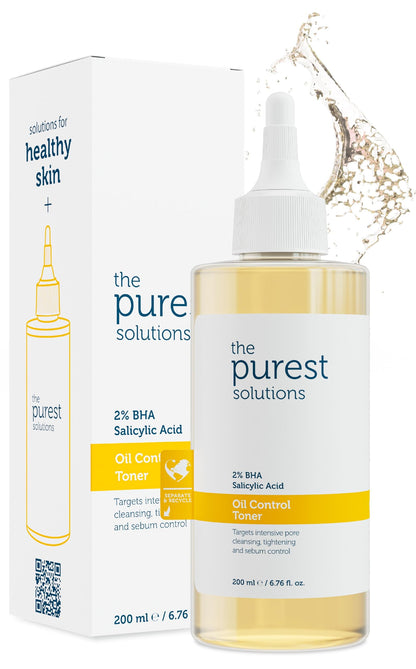 the purest solutions Oil Control Toner bottle with 2% BHA Salicylic Acid beside white box on Tampa Home & Garden Store