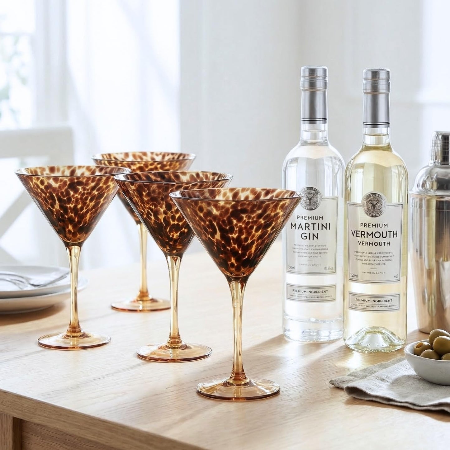 Tortoise Leopard Print Martini Glass Set of 4