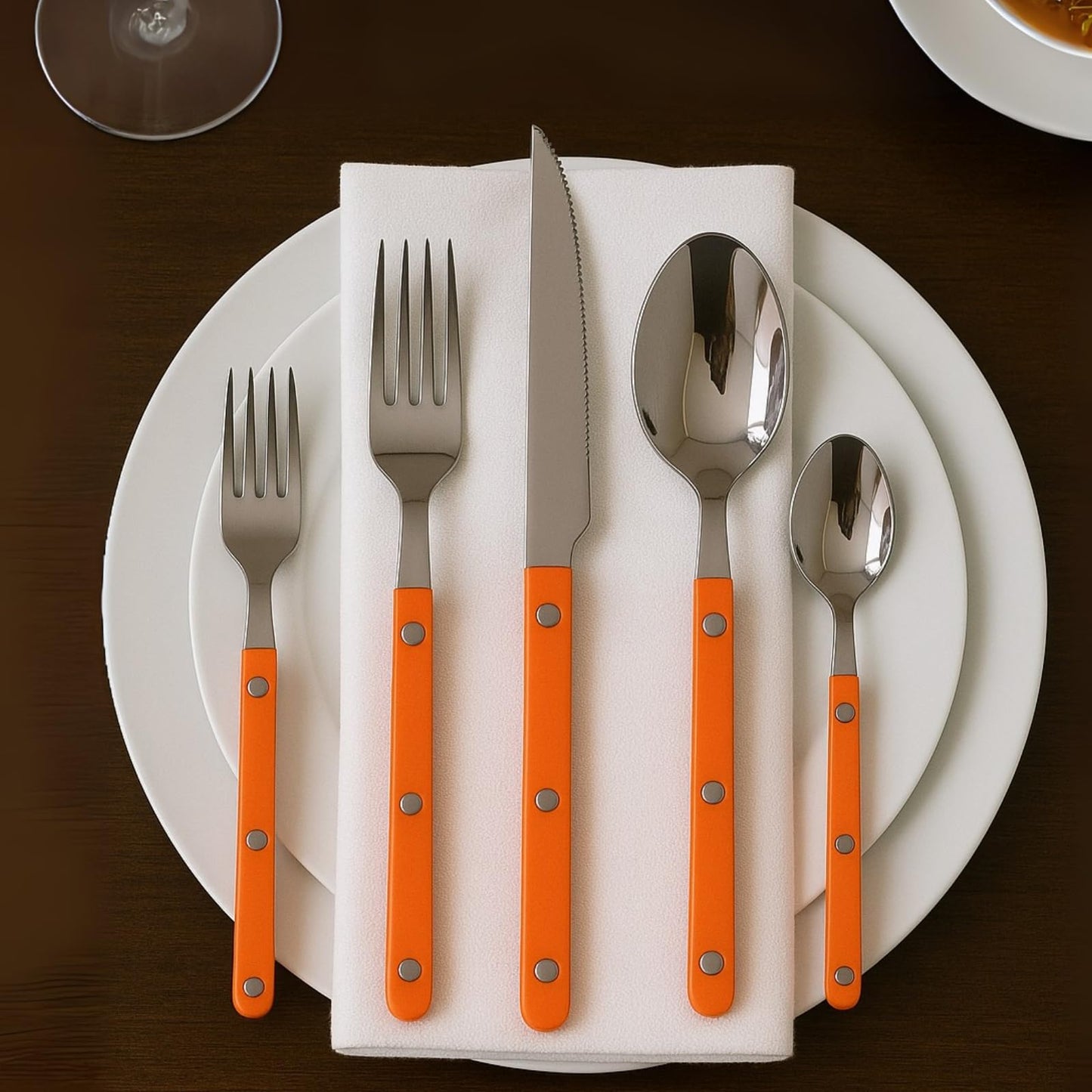 Premium 20 Piece Orange Stainless Steel Flatware
