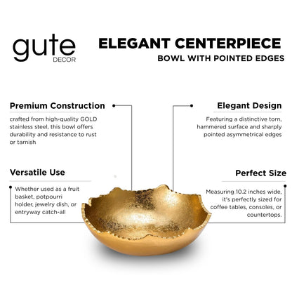 Gold Brass Half Moon Decorative Centerpiece Bowl
