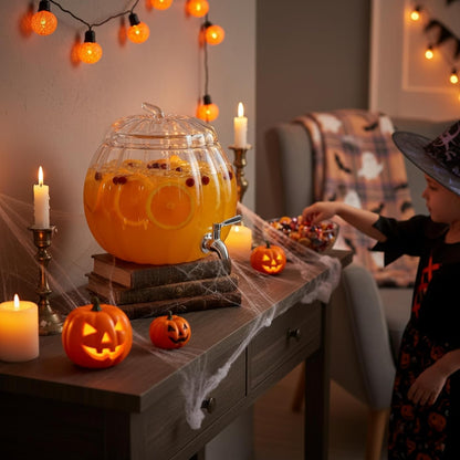 Glass Pumpkin Drink Dispenser And Party Bowl