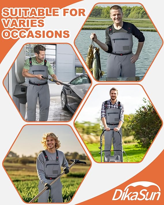 DikaSun Breathable Stocking-Foot Waders for Fly Fishing, lightweight unisex gray on Tampa Home & Garden Store