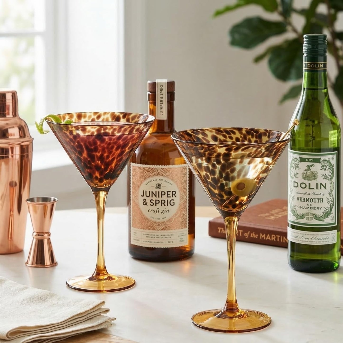 Tortoise And Leopard Print Martini Glass Set