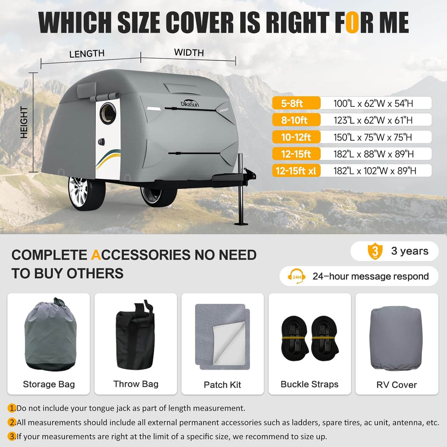 Teardrop trailer cover by Dikasun Outdoor, 7-layer waterproof gray RV storage cover on Tampa Home & Garden Store