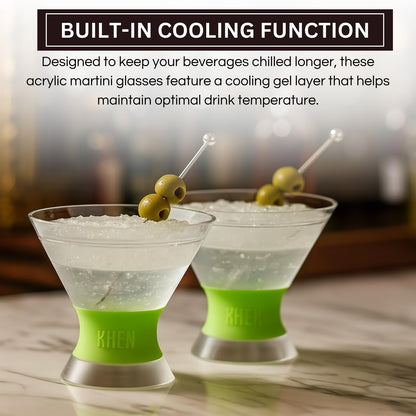 Set Of Two 10 Oz Cooled Acrylic Martini Glasses