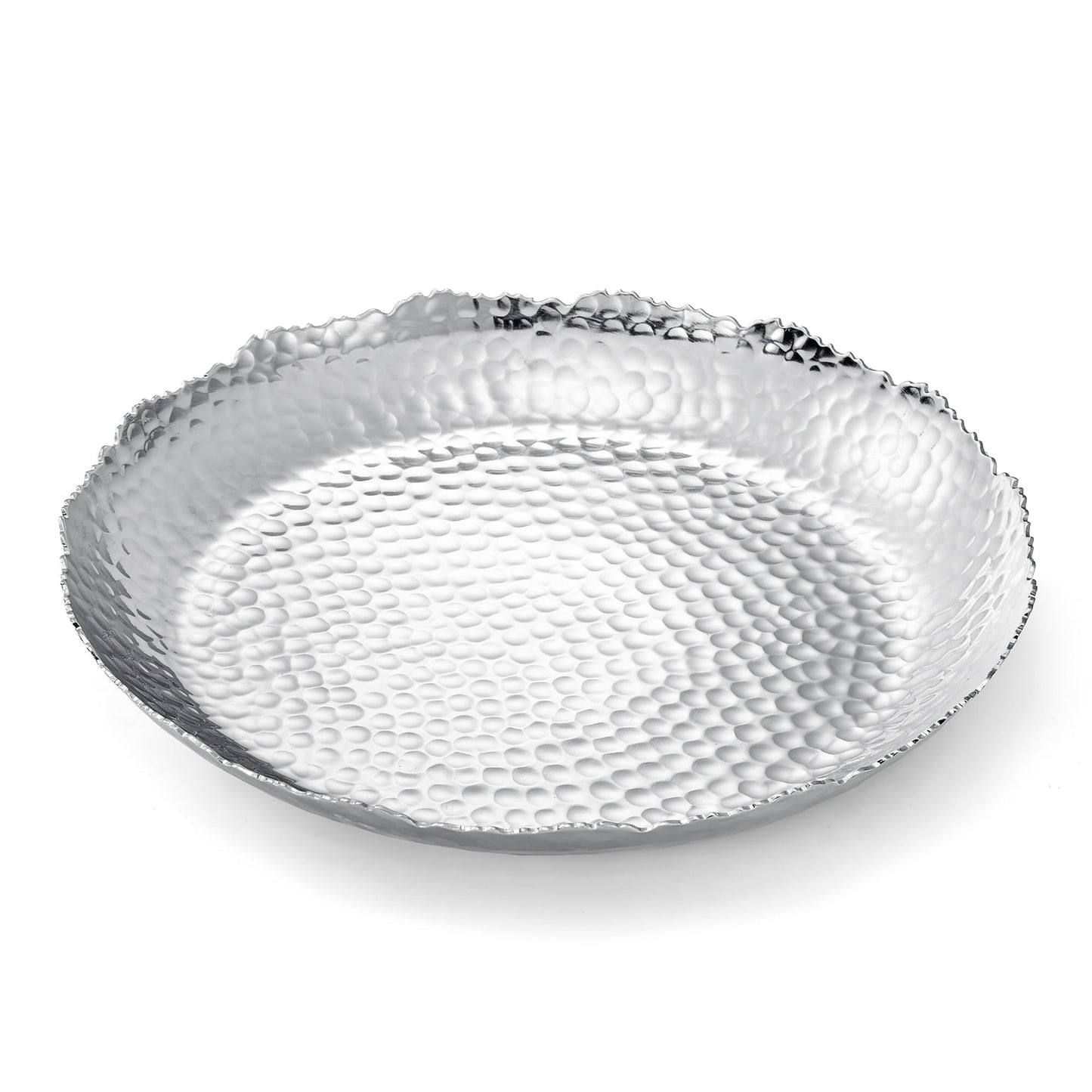 Silver and Hammered Aluminum Decorative Bowl