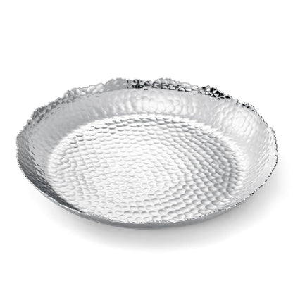 Silver and Hammered Aluminum Decorative Bowl