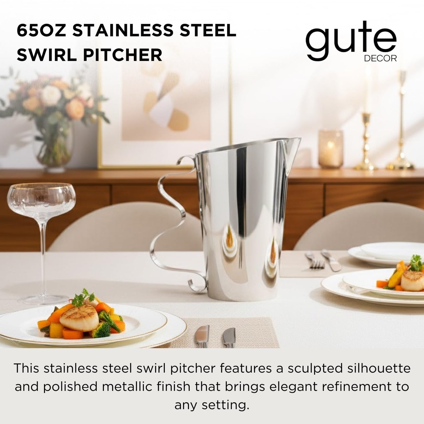 Mirror Finish And Stainless Steel Swirl Pitcher