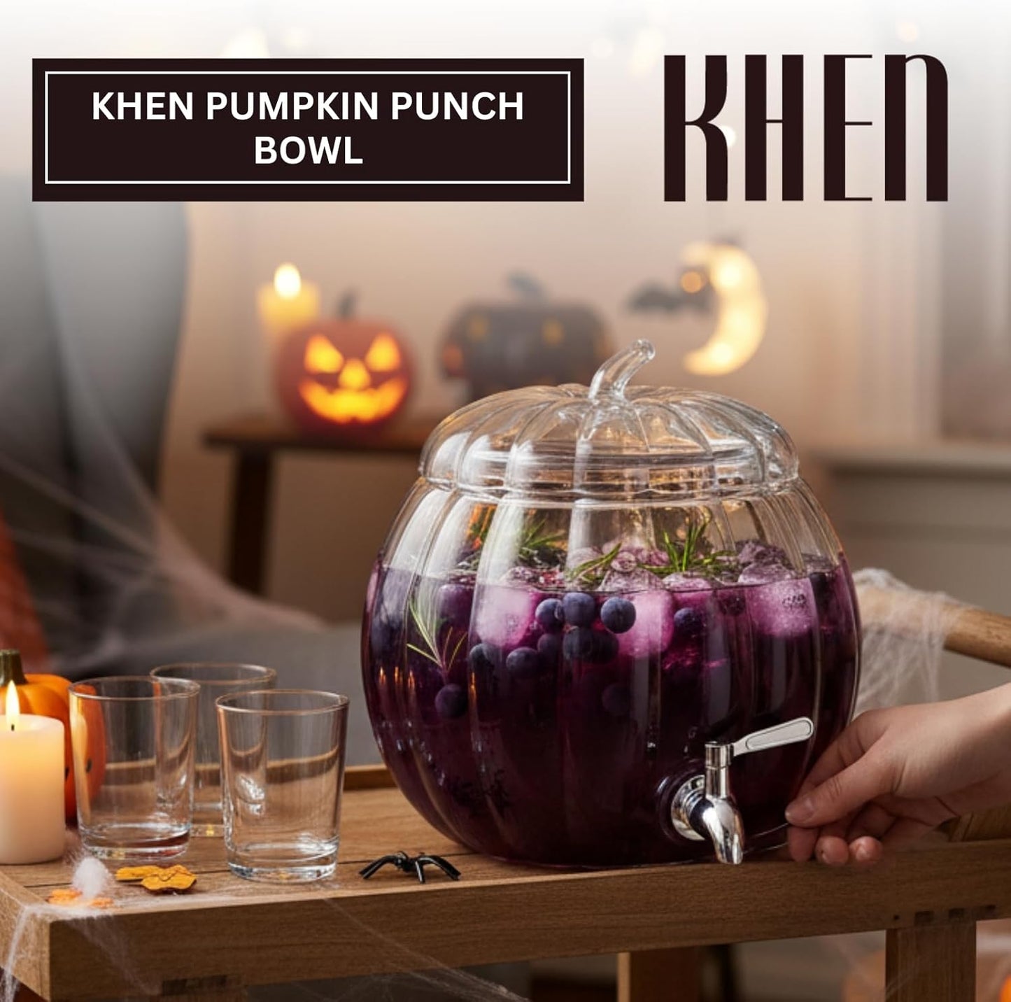 Glass Pumpkin Drink Dispenser And Party Bowl