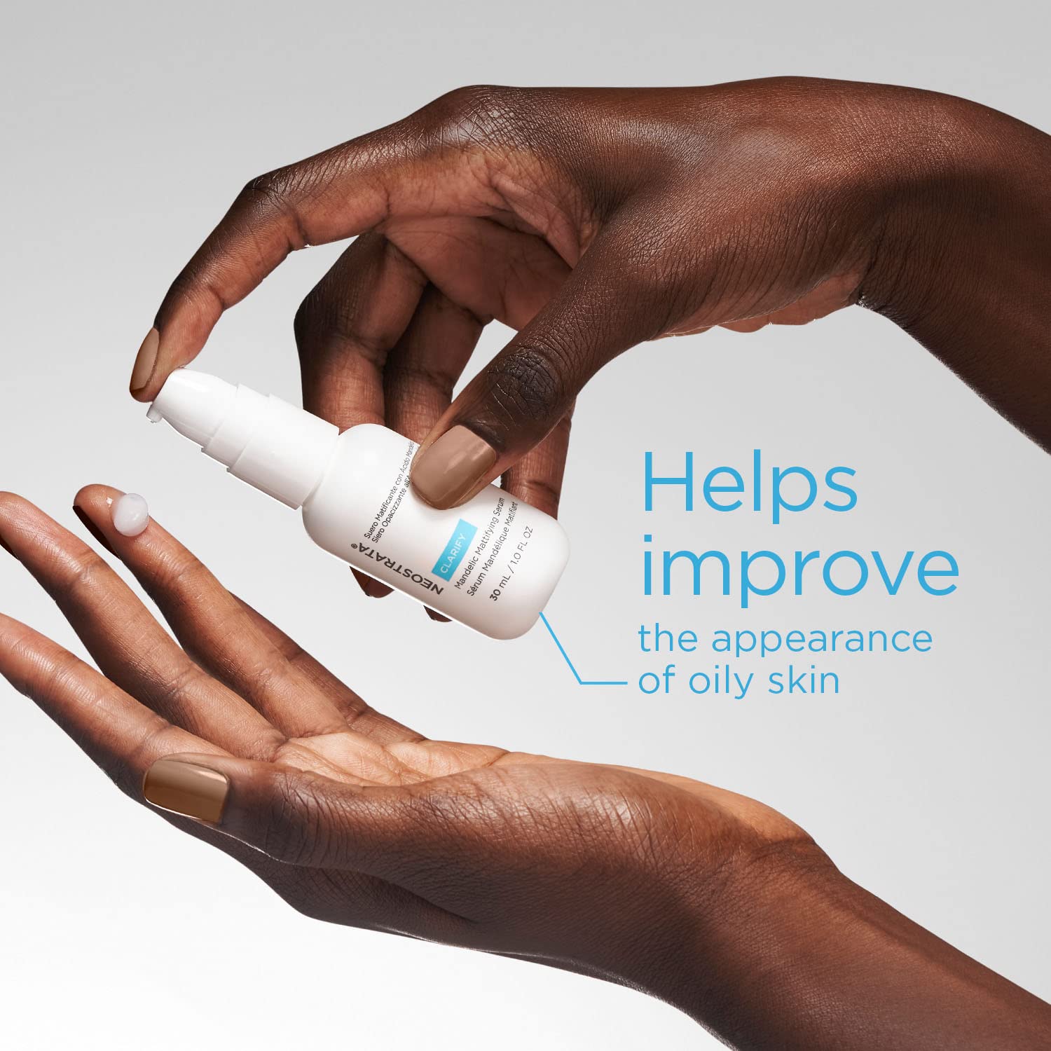 Neostrata Clarify Mandelic Mattifying Serum 30ml in white pump bottle for oily skin on Tampa Home & Garden Store