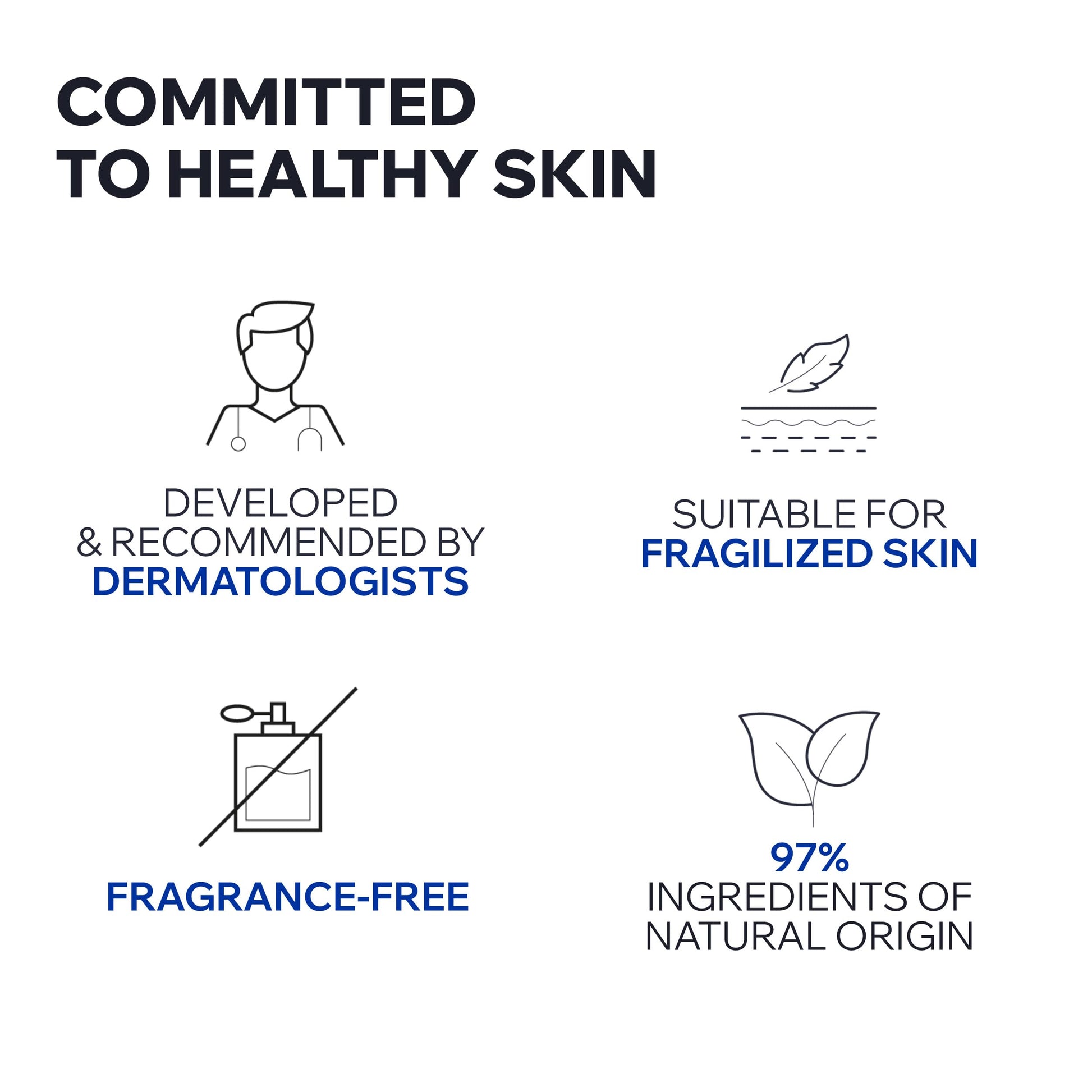 Bariéderm-CICA Daily Serum by Beauty Care Bag anti aging skin care infographic highlighting fragrance-free formula and 97% natural-origin ingredients on Tampa Home & Garden Store