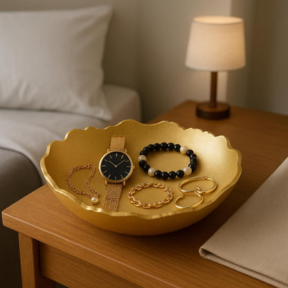 Gold Brass Half Moon Decorative Centerpiece Bowl