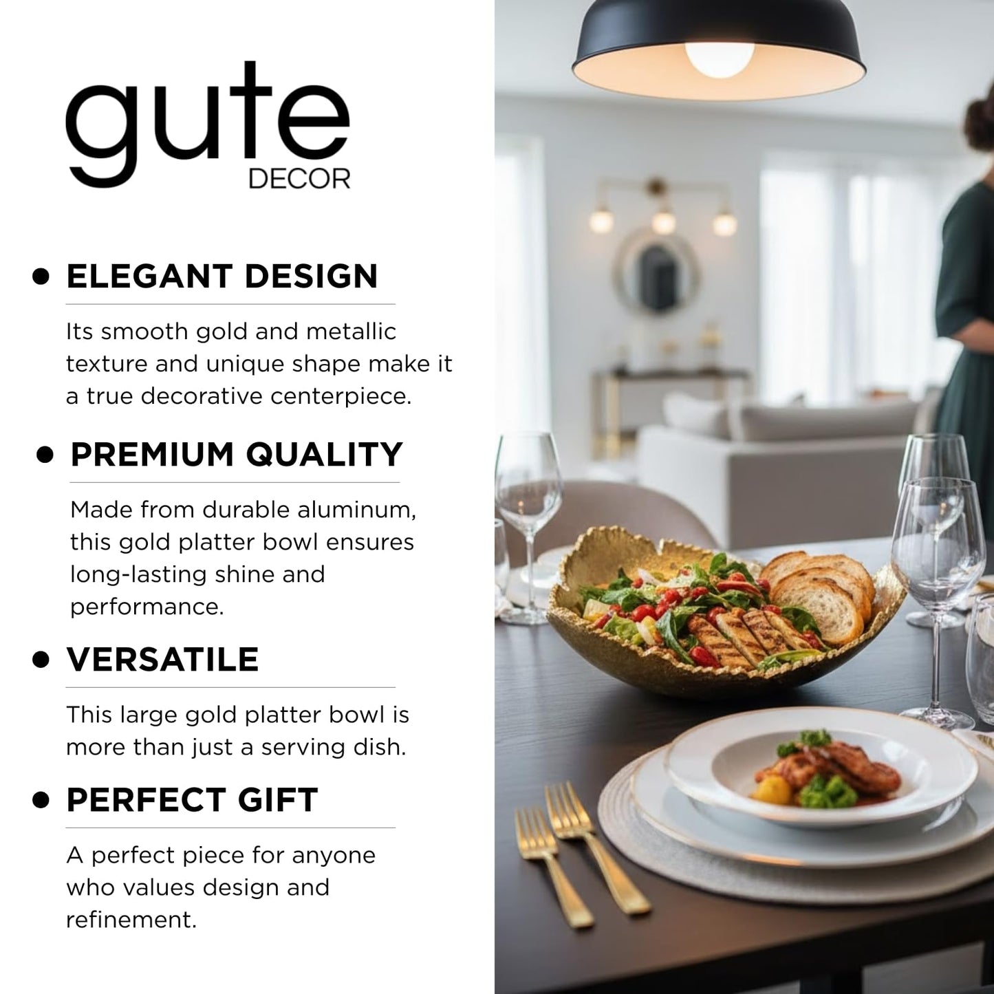 Gold Platter Bowl And Modern Table Centerpiece