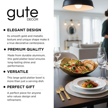 Gold Platter Bowl And Modern Table Centerpiece
