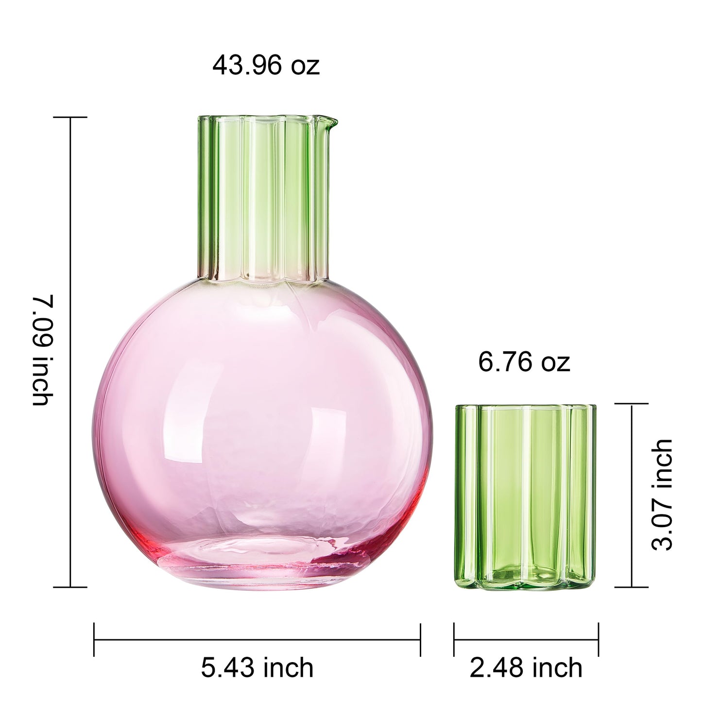 Colorful Carafe and Ribbed Flower Tumbler Set