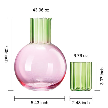 Colorful Carafe and Ribbed Flower Tumbler Set