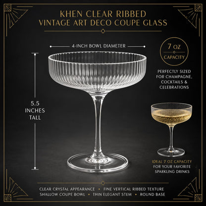 Como Ribbed Champagne Coupe Glassware Set of 12