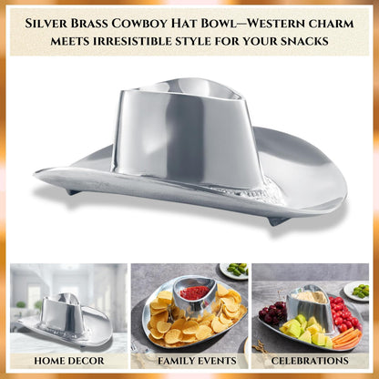 The Silver Brass Cowboy Hat Chip And Dip Bowl