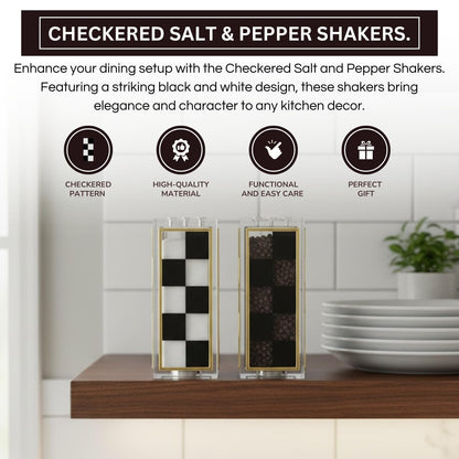 Black Checkered Salt and Pepper Shaker Set