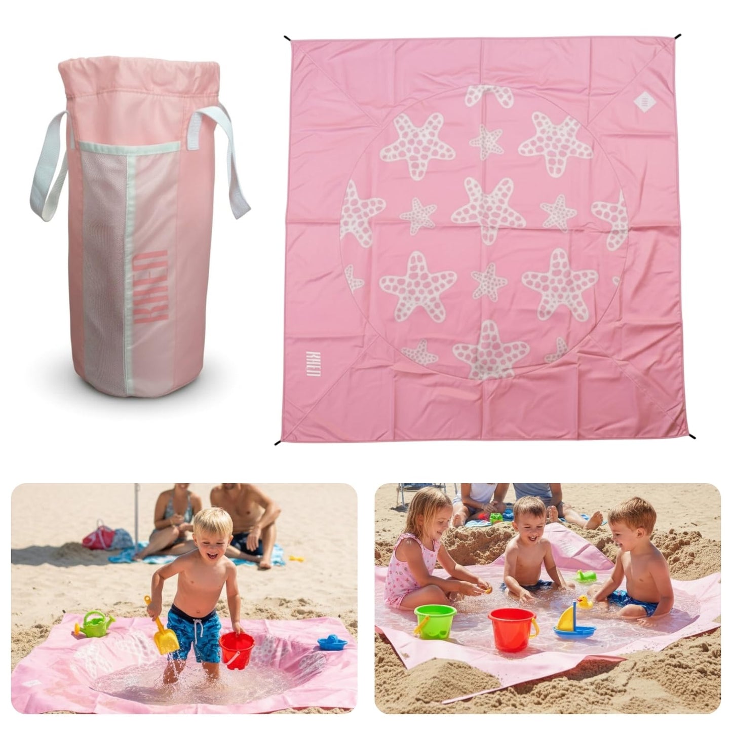 Pink Baby Beach Splash Mat And Sand Barrier