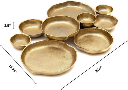 Cluster of Nine Decorative Gold Serving Bowls
