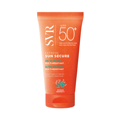 SVR Extreme Sun Secure Ultra Matte Gel Sunscreen SPF50+ orange tube with bold SPF50+ text on Tampa Home & Garden Store