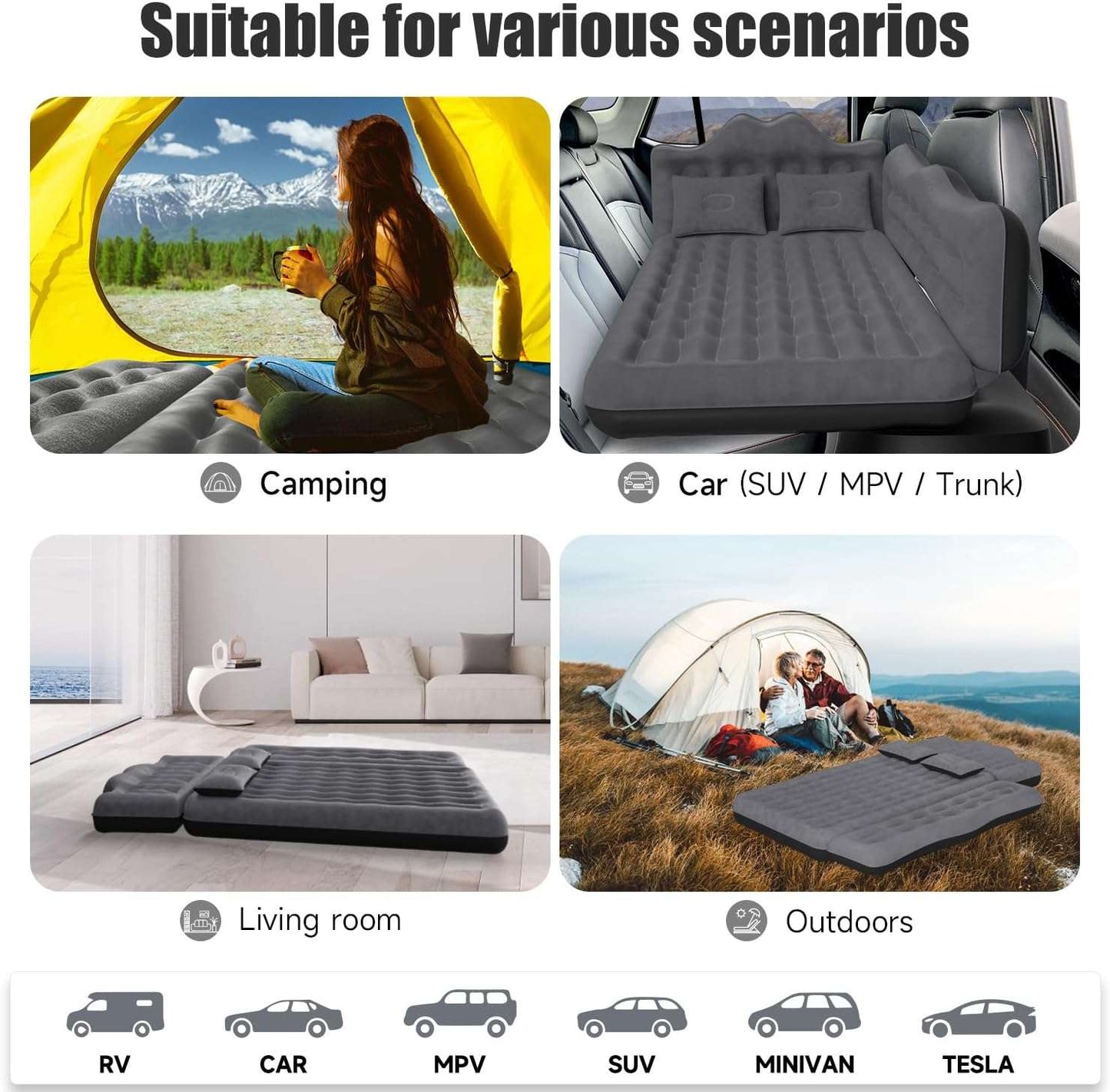 Backseat air mattress for car/SUV/truck, Dikasun Outdoor thickened black 30.31in width on Tampa Home & Garden Store